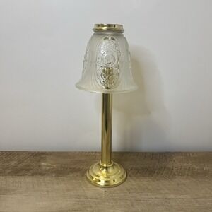 Vintage Partylite Brass Candle Lamp with Christmas Decor Glass Shade